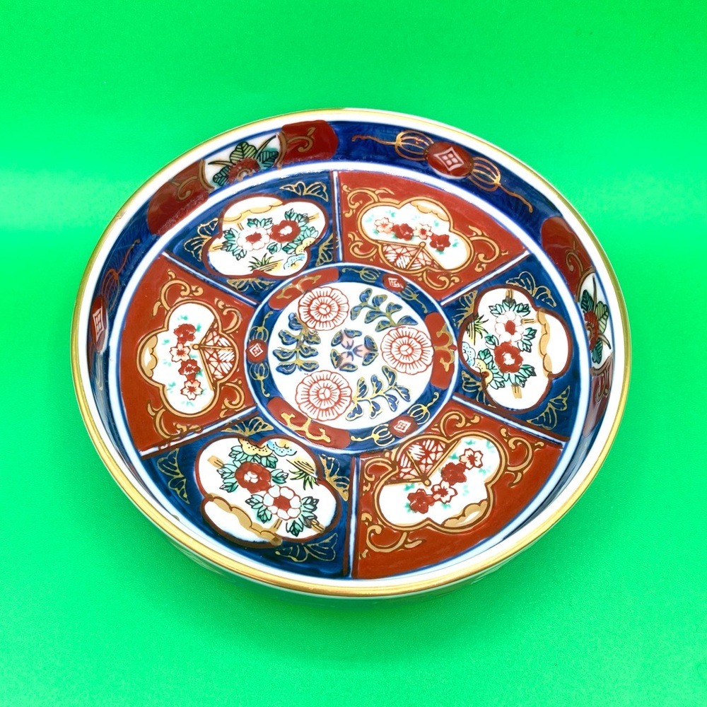Vintage Japanese Arita Ware Gold Imari Shallow Bowl Dish Trinket Jewelry Painted